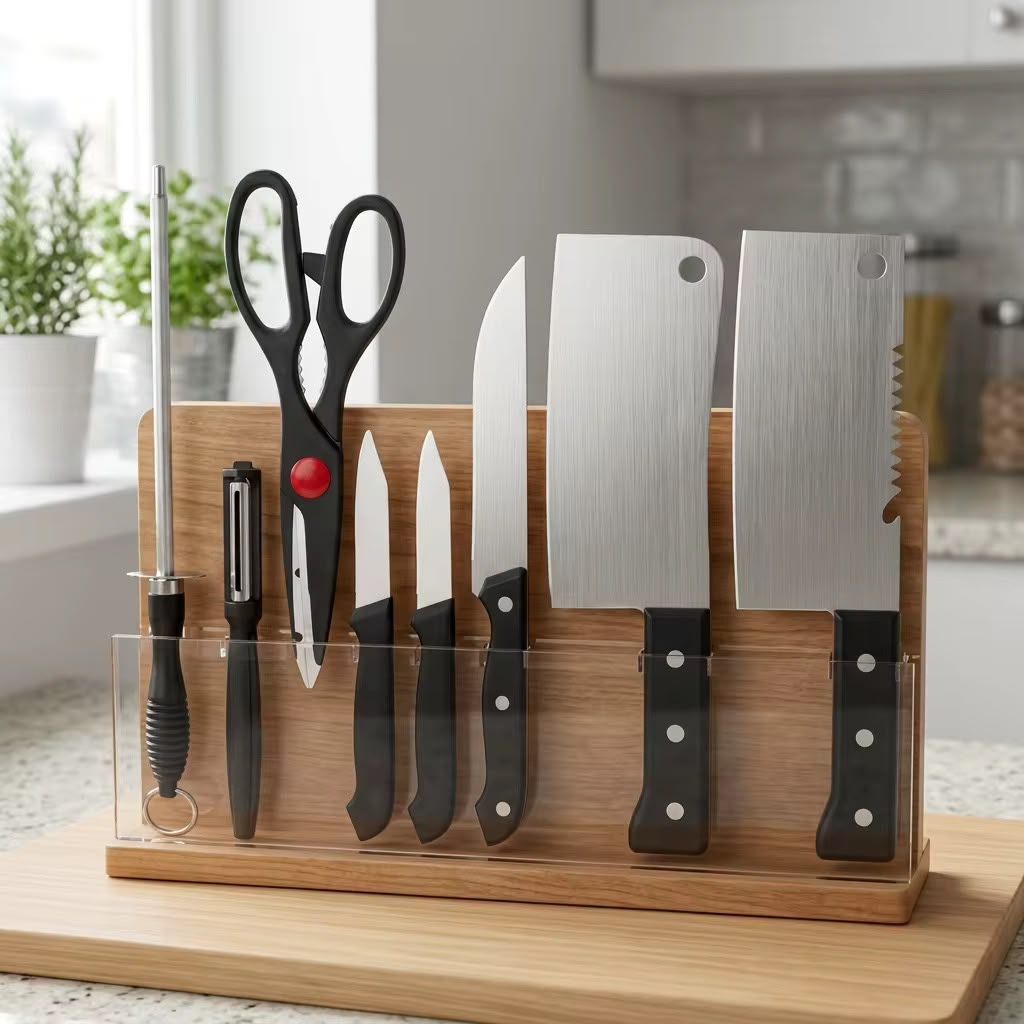 Full Kitchen Knife Set - Stainless Steel with Accessories