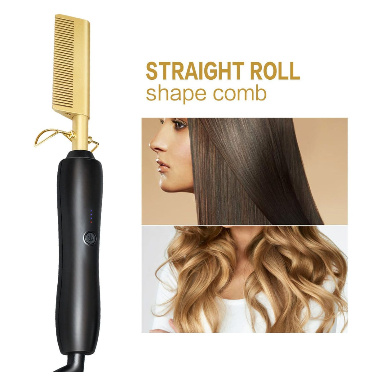 Professional Electric Heating Comb – Quick Straightening & Shine