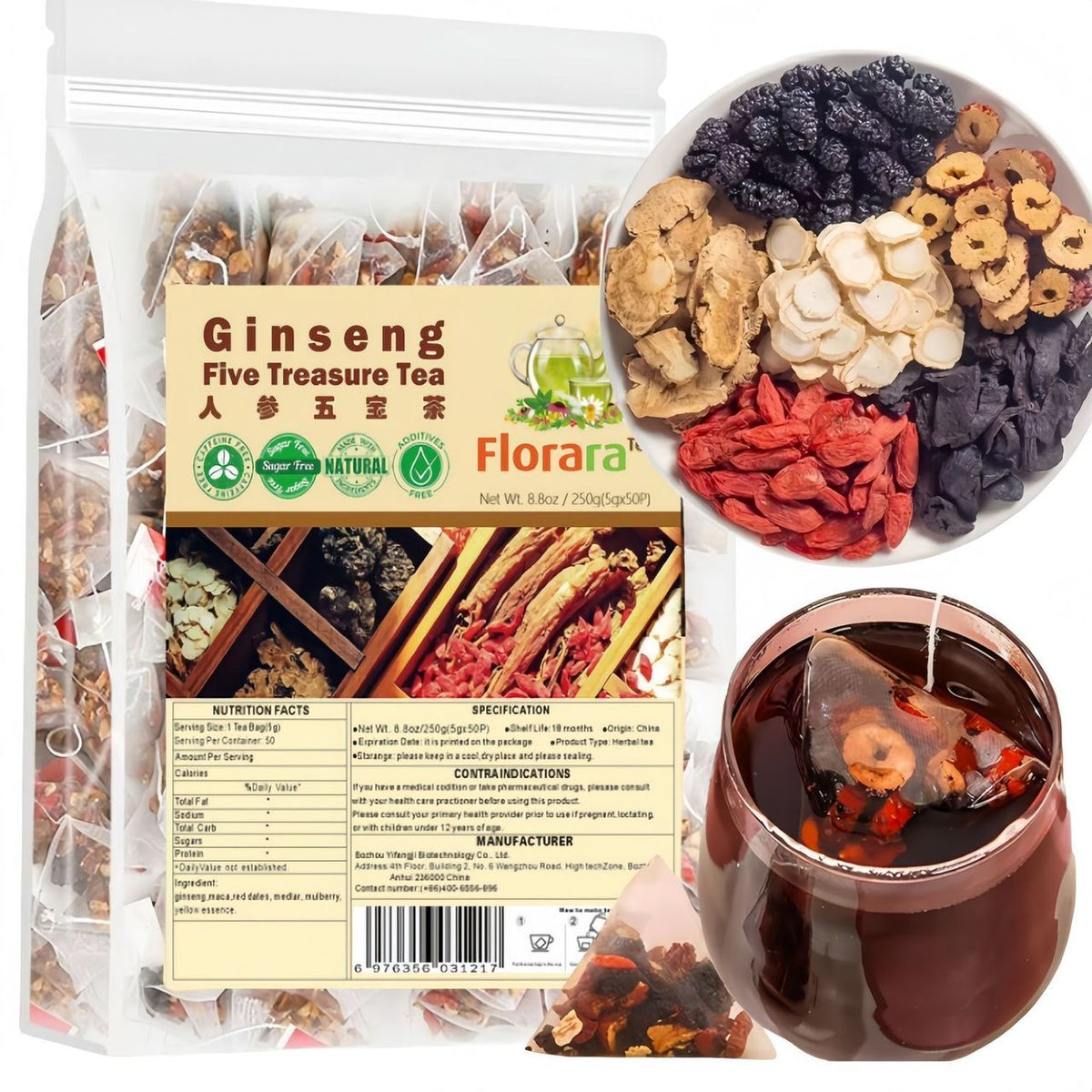 Thé aux Cinq Trésors au Ginseng