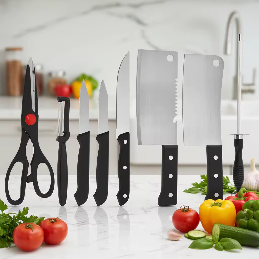 Full Kitchen Knife Set - Stainless Steel with Accessories