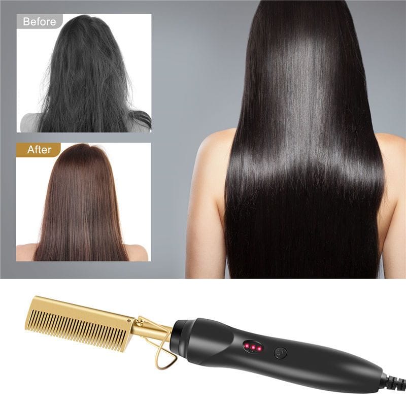 Professional Electric Heating Comb – Quick Straightening & Shine